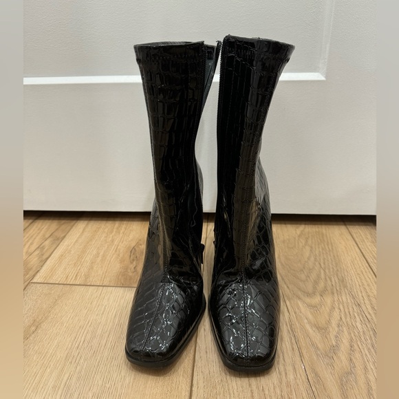 Glamorous heeled sock boot in black croc - Picture 10 of 10